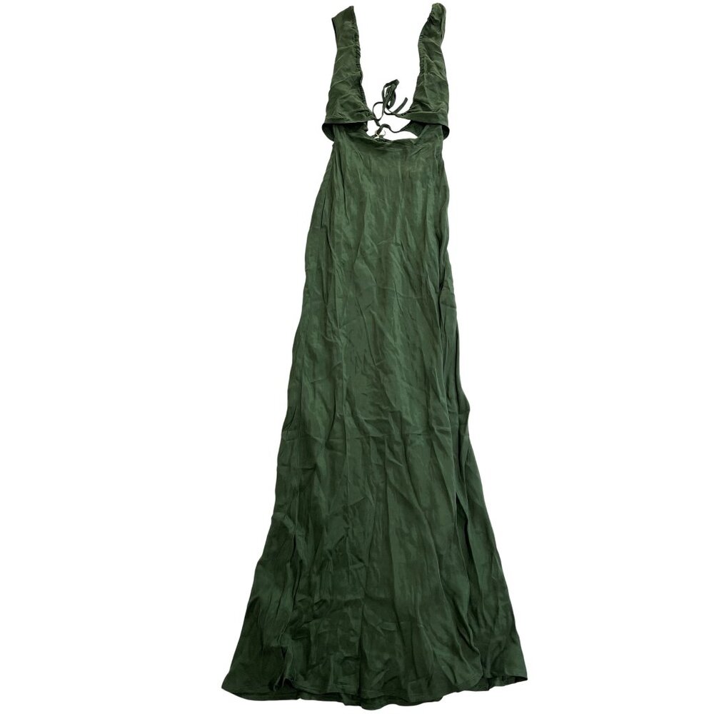 VRG GRL After Dark Bias Cut Maxi Dress in Forest